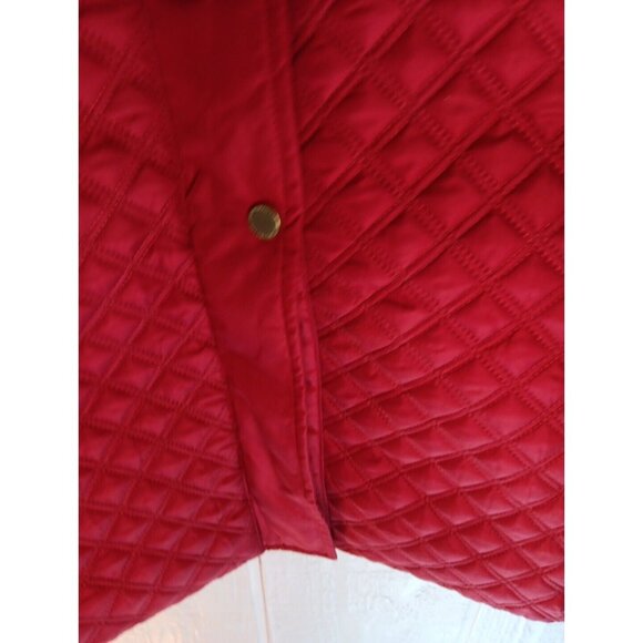 Isaac Mizrahi Live Coat Women's 2 Red Neck Bow Quilted Zip Snap Long Length - Picture 6 of 11